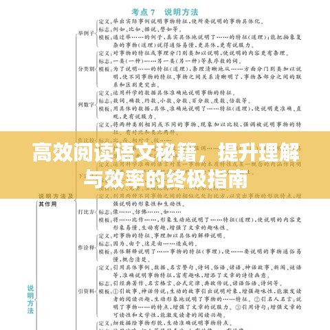 高效閱讀語(yǔ)文秘籍，提升理解與效率的終極指南