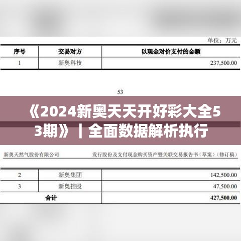 《2024新奧天天開(kāi)好彩大全53期》｜全面數(shù)據(jù)解析執(zhí)行