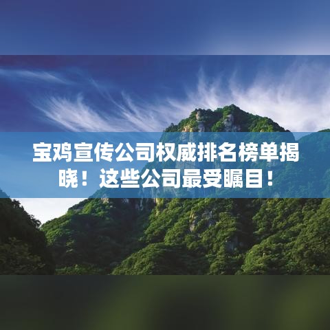 寶雞宣傳公司權(quán)威排名榜單揭曉！這些公司最受矚目！